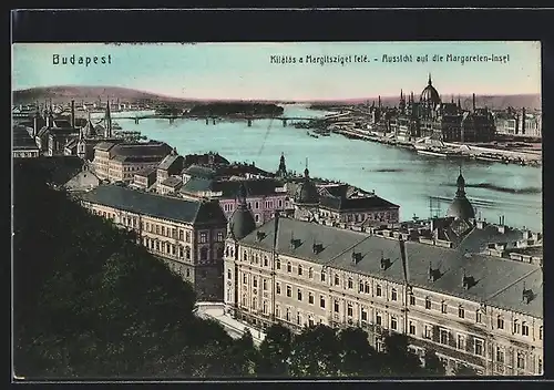 AK Budapest, Aussicht auf die Margareten-Insel