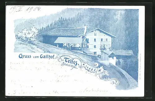 Künstler-AK Telfes / Stubaithal, Gasthaus Gallhof