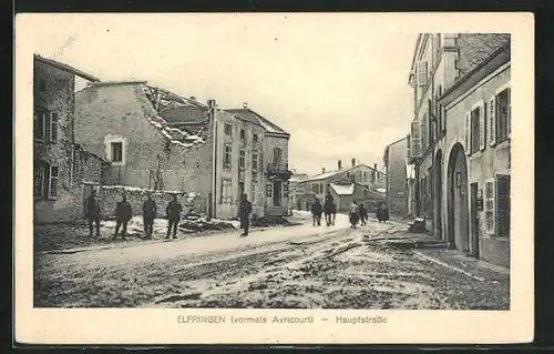 AK Elfringen, Zerstörtes Haus in der Hauptstrasse