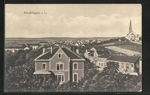 AK Mörchingen i.L., Ortsansicht mit Blick zur Kirche