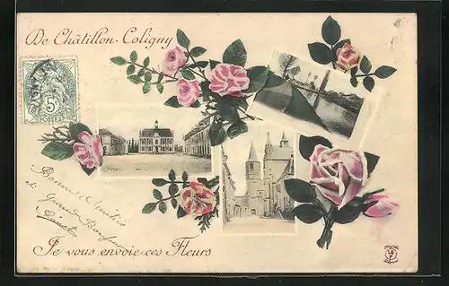 AK Châtillon-Loligny, Gebäudeansicht, Uferpartie, Ortspartie