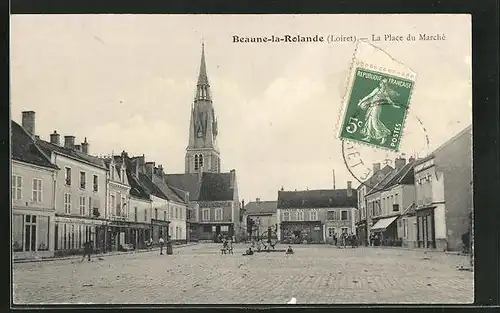 AK Beaune-la-Rolande, La Place du Marché