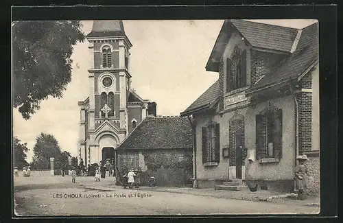 AK Les Choux, La Poste et l`Eglise