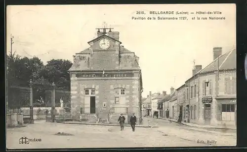 AK Bellegarde, Hôtel de Ville et Pavillon de la Salamandre et la rue Nationale