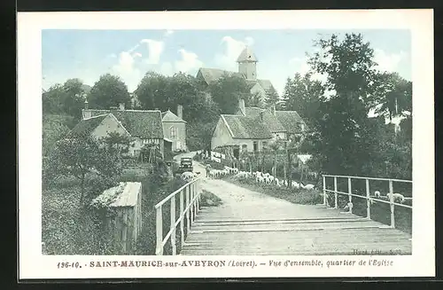 AK Saint-Maurice-sur-Aveyron, Vue d`ensemble, Quartier de l`Eglise