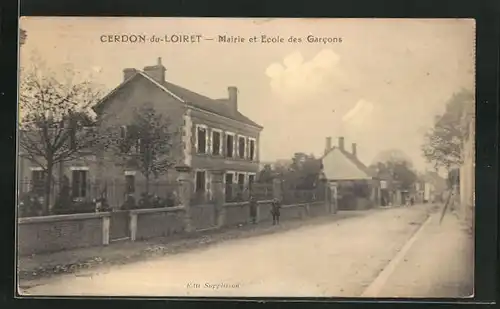 AK Cerdon-du-Loiret, Mairie et Ecole des Garcons