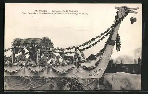 AK Montargis, Cavalcade du 29 Mai 1932 Char Gondole La Gâtinaise