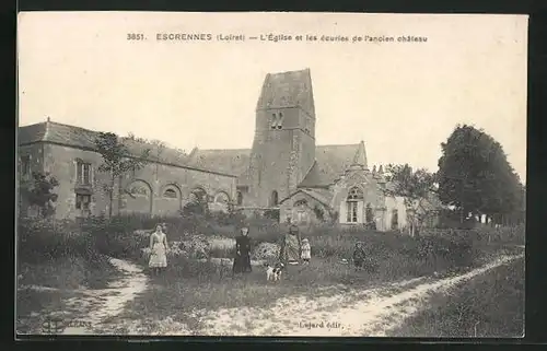 AK Escrennes, l' Église et les écuries de l'ancien chateau