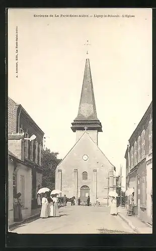 AK Ligny-le-Ribault, L'Eglise, Hochzeitsgäste