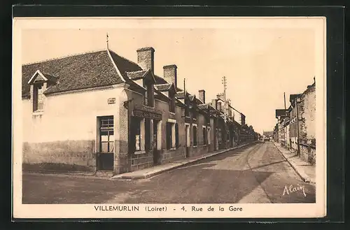 AK Villemurlin, Rue de la Gare, Strassenpartie
