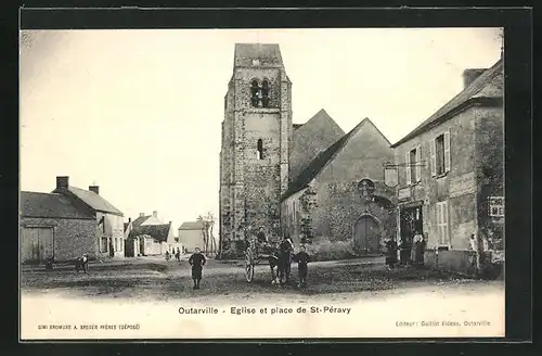 AK Outarville, Eglise et place de St-Péravy