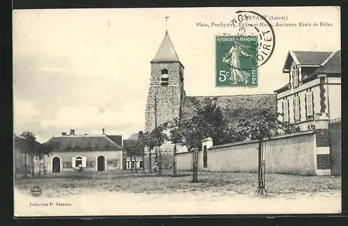 AK Cravant, Place, Presbytère, Eglise et Halle, Ancienne Ecole de Filles