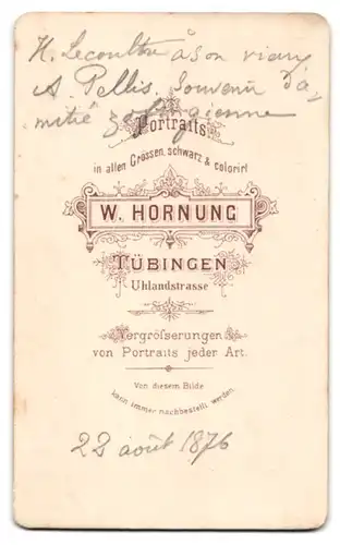 Fotografie W. Hornung, Tübingen, Portrait stattlicher Herr im Anzug mit Fliege und Vollbart