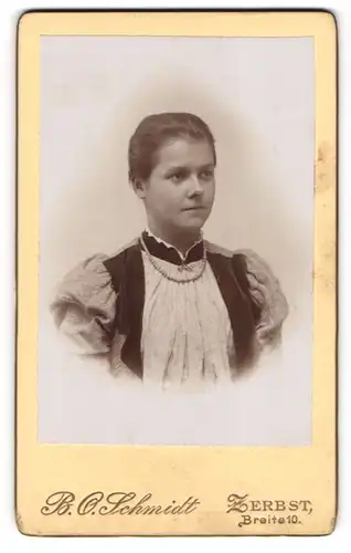 Fotografie B. O. Schmidt, Zerbst, Portrait junge Dame mit zurückgebundenem Haar