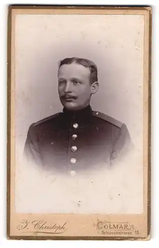 Fotografie J. Christoph, Colmar i / E., Portrait Soldat in Uniform mit Schnurrbart