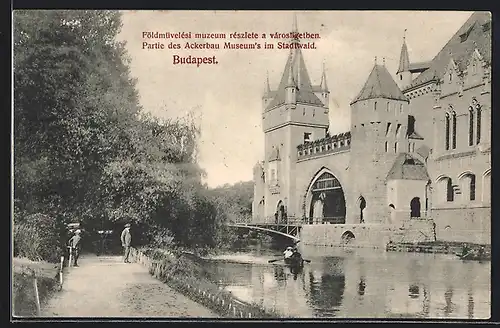 AK Budapest, Partie des Ackerbau Museums im Stadtwald