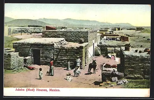 AK México, Adobe (Mud) Houses, some people around