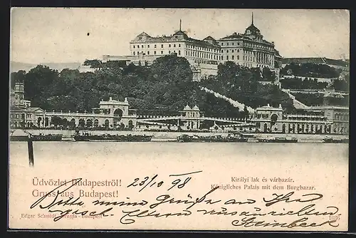 AK Budapest, Königliches Palais mit dem Burgbazar