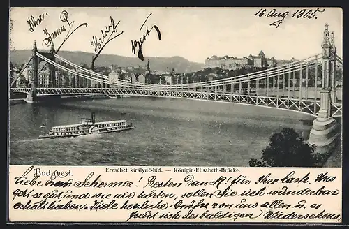 AK Budapest, Königin Elisabeth Brücke