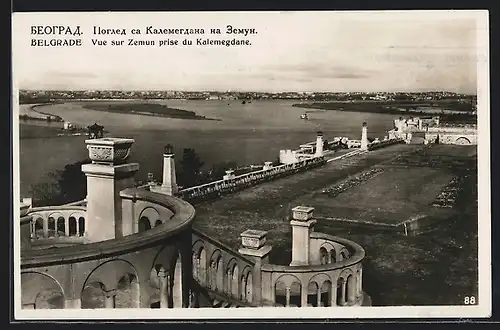 AK Belgrade, vue sur Zemun prise du Kalemegdane