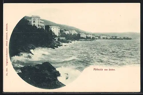 AK Abbazia, Ortsansicht von Süden