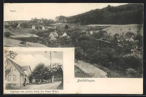 AK Buchklingen, Gasthaus zum grünen Baum F. Weber mit Strasse, Totalansicht