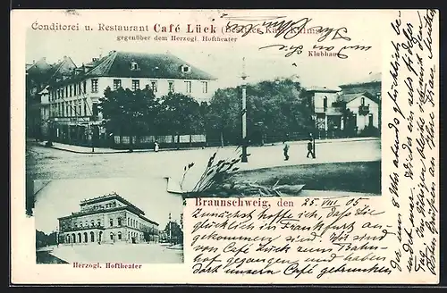 AK Braunschweig, Conditorei u. Restaurant Café Lück am Herzoglichen Hoftheater