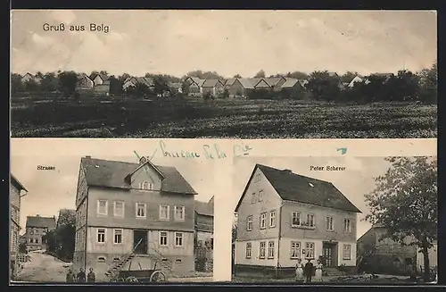 AK Belg, Geschäft von Peter Scherer, Strasse, Teilansicht