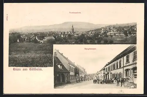 AK Göllheim, Hauptstrasse und Gesamtansicht