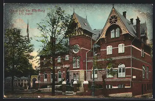 AK Ottensen, Gasthaus Elb-Burg J. C. Degler mit Garteneingang