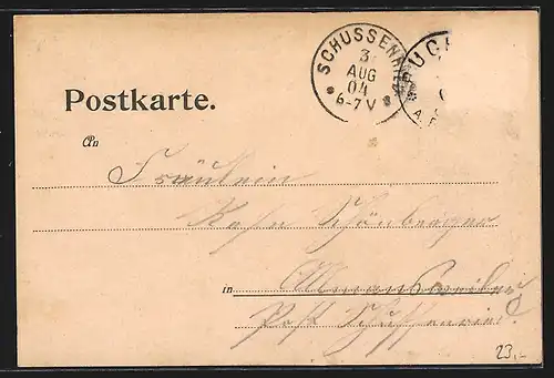 Lithographie Buchau a. F., Teilansicht, Bahnhof, Kirche und Schloss