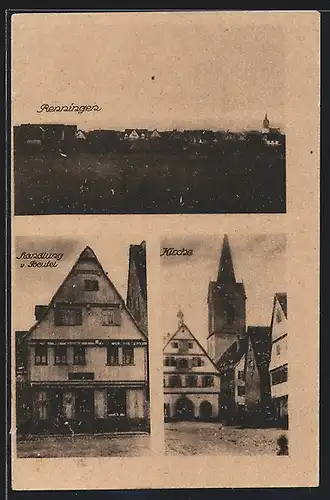 AK Renningen, Handlung von Beutel, Kirche, Teilansicht