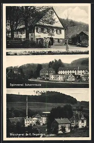 AK Schornreute-Ravensburg, Restaurant Friedr. Reischmann, Spinnerei, Bleicherei Dr. E. Degerdon