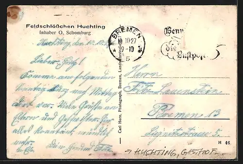 AK Huchting, Gasthof Feldschlösschen Huchting O. Schomburg, Gruppe mit Hunden