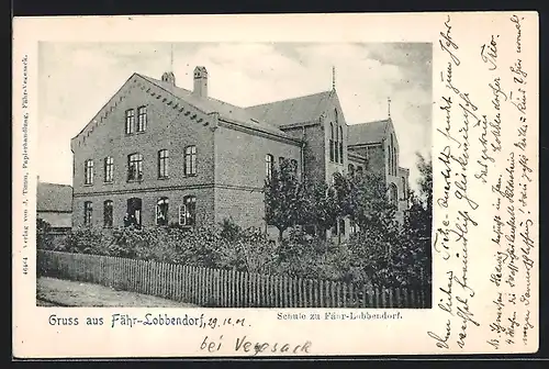 AK Fähr-Lobbendorf, Schule, von der Strasse gesehen