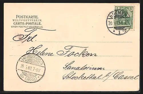 AK Bremen, Parkstrasse mit Abzweig aus der Vogelschau