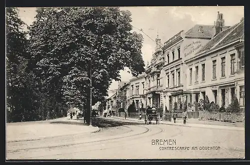 AK Bremen, Contrescarpe am Doventor, Schwan-Apotheke v. Heinrich Peschken