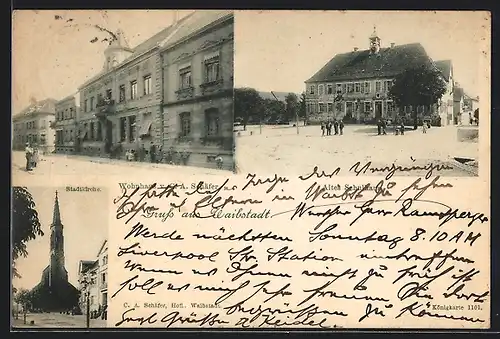 AK Waibstadt, Wohnhaus C. A. Schäfer, Altes Schulhaus, Stadtkirche