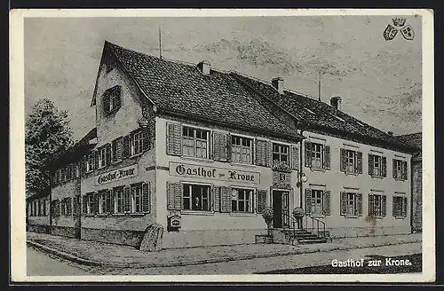 AK Singen-Hohentwiel, Gasthaus Scheffel-Herberge zur Krone G. Mayer, Wappen