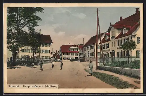 AK Schwendi, Hauptstrasse mit Schulhaus