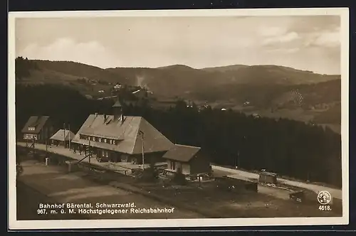 AK Bärental /Schwarzwald, Höchstgelegener Reichs-Bahnhof