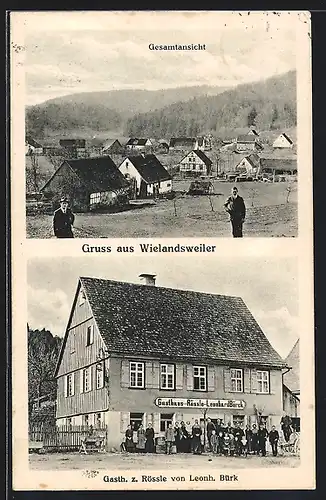 AK Wielandsweiler, Gasthaus zum Rössle von L. Bürk, Ortsansicht