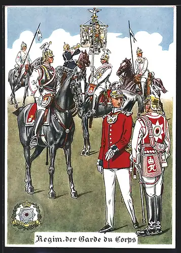 Künstler-AK Potsdam, Regiment der Garde du Corps