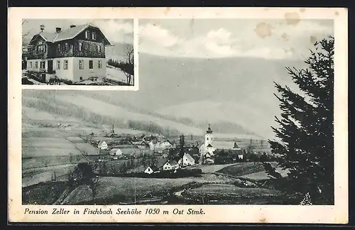 AK Fischbach, Ortsansicht mit Pension Zeller
