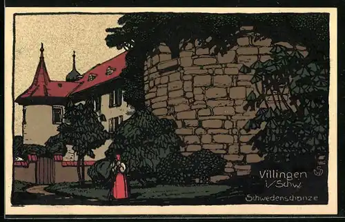 Steindruck-AK Villingen i. Schw., Schwedenschanze