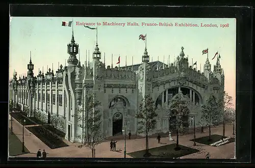 AK London, Franco-British Exhibition 1908, Entrance to Machinery Halls