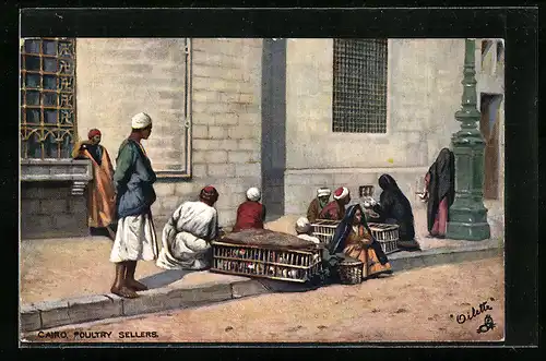 Künstler-AK Raphael Tuck & Sons Nr. 7440: Cairo / Kairo, Poultry Sellers, ägyptische Geflügelhändler