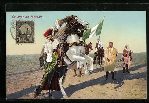 AK Cavalier de fantasia, steigendes Pfer mit arabischen Soldaten
