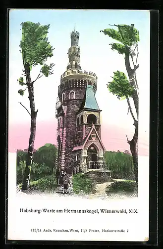 AK Wien, Wienerwald, Habsburg-Warte am Hermannskogel