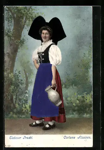 AK Junge Frau mit Wasserkrug in elsässer Tracht
